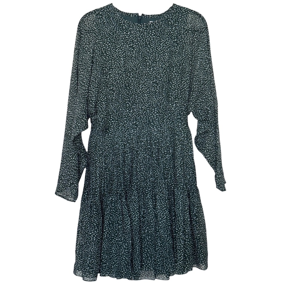 Joie Green Silk Patterned Flapper Mini Dress Size 4 Light Fairy Chic Forest